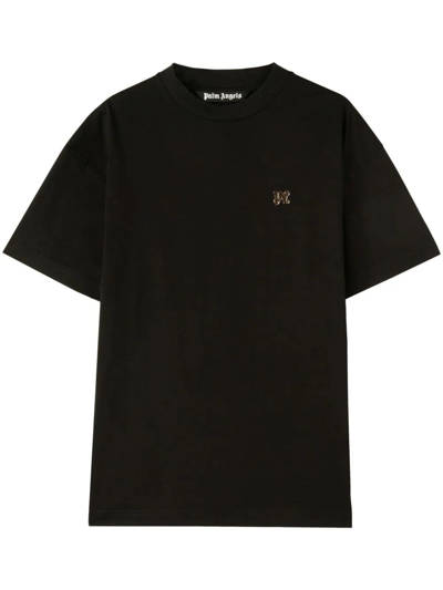 Shop Palm Angels `monogram Pin` T-shirt In Black  