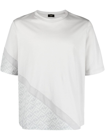Shop Fendi `diagonal Ff` T-shirt In Gray