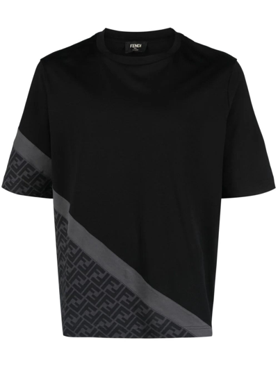Shop Fendi `diagonal Ff` T-shirt In Black  