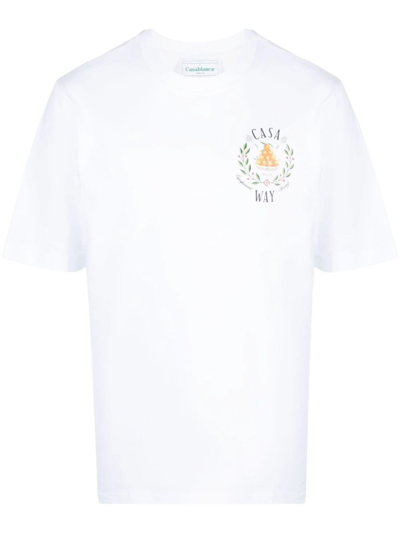 Shop Casablanca `casa Way` Printed T-shirt In White