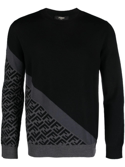 Shop Fendi `diag Ff` Sweater In Black  