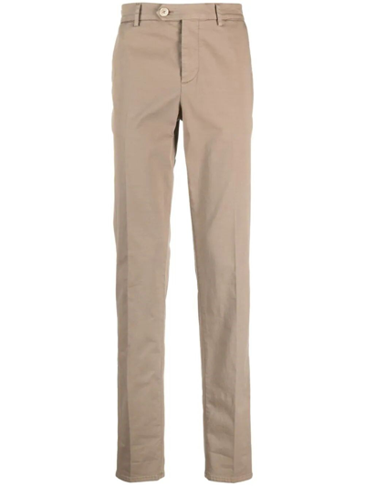 Shop Brunello Cucinelli Garment-dyed Italian Fit Pants In Brown