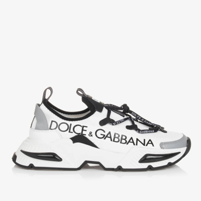 Shop Dolce & Gabbana Teen White Daymaster Sock Trainers