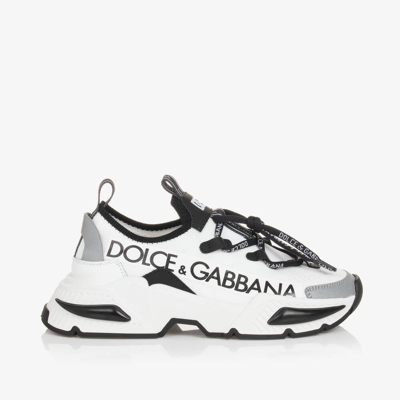 Shop Dolce & Gabbana White Low-top Lace-up Sock Trainers