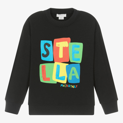 Shop Stella Mccartney Kids Teen Boys Black Block Print Sweatshirt