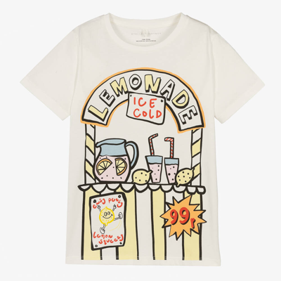 Shop Stella Mccartney Kids Teen Girls Ivory Cotton Lemonade T-shirt