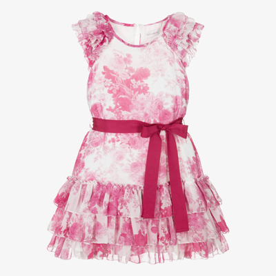 Shop Monnalisa Chic Teen Girls Pink Floral Chiffon Dress