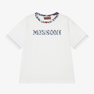 Shop Missoni Boys White Cotton T-shirt