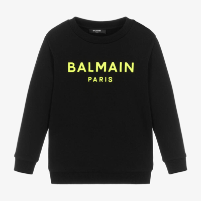 Shop Balmain Black Cotton Jersey Sweatshirt