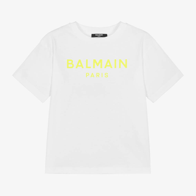 Shop Balmain White Cotton Jersey T-shirt