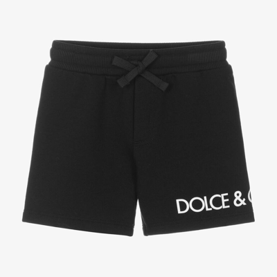 Shop Dolce & Gabbana Boys Black Cotton Jersey Shorts