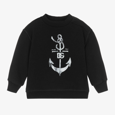 Shop Dolce & Gabbana Boys Navy Blue Cotton Sweatshirt