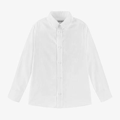 Shop Dolce & Gabbana Boys White Dg Cotton Shirt