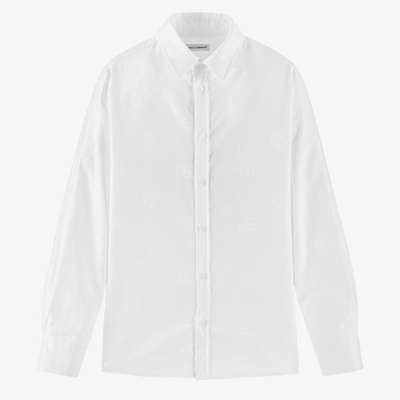 Shop Dolce & Gabbana Teen Boys White Dg Cotton Shirt