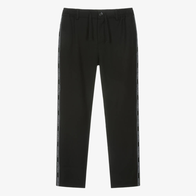 Shop Dolce & Gabbana Teen Boys Black Wool Twill Trousers