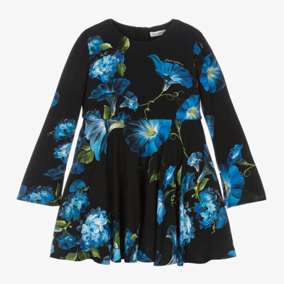 Shop Dolce & Gabbana Girls Black Floral Jersey Dress