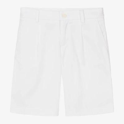 Shop Dolce & Gabbana Boys White Cotton Bermuda Shorts