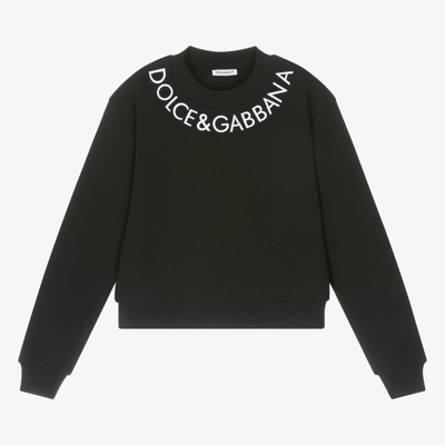 Shop Dolce & Gabbana Teen Girls Black Cotton Sweatshirt