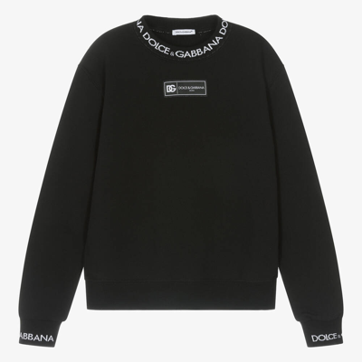 Shop Dolce & Gabbana Teen Boys Black Cotton Sweatshirt