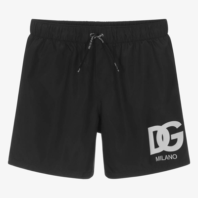 Shop Dolce & Gabbana Teen Boys Black Dg Swim Shorts