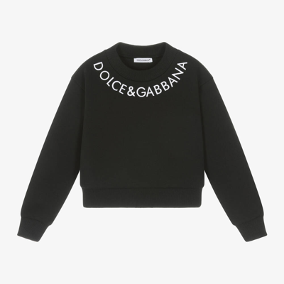 Shop Dolce & Gabbana Girls Black Cotton Sweatshirt