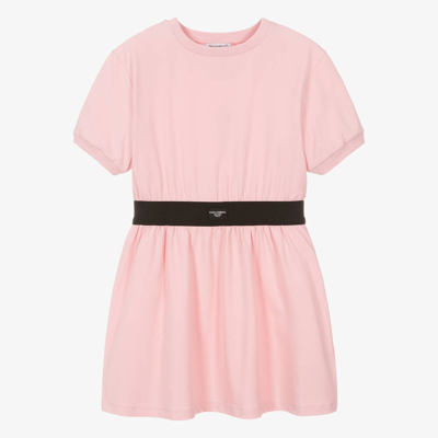 Shop Dolce & Gabbana Teen Girls Pink Cotton Jersey Dress