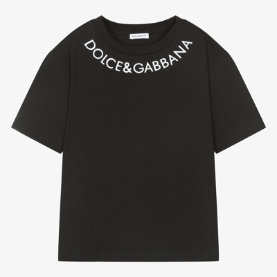 Shop Dolce & Gabbana Teen Girls Black Cotton Jersey T-shirt