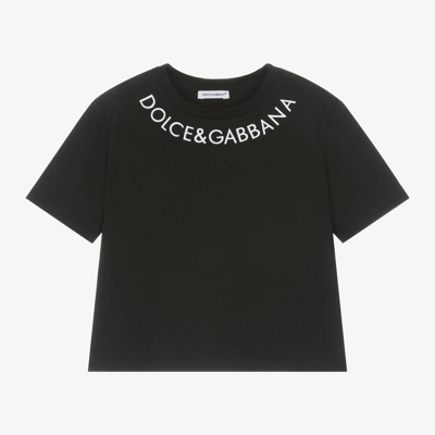 Shop Dolce & Gabbana Girls Black Cotton Jersey T-shirt