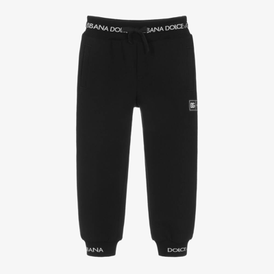 Shop Dolce & Gabbana Boys Black Cotton Joggers