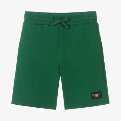 Shop Dolce & Gabbana Boys Green Cotton Jersey Shorts