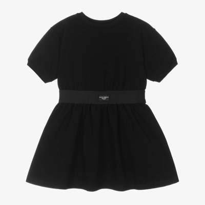 Shop Dolce & Gabbana Girls Black Cotton Jersey Dress