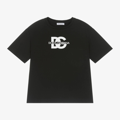 Shop Dolce & Gabbana Boys Black Cotton T-shirt