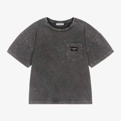 Shop Dolce & Gabbana Boys Grey Cotton T-shirt