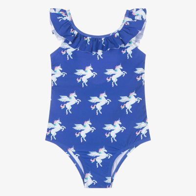 Shop Hatley Girls Blue Unicorn Swimsuit (upf50+)
