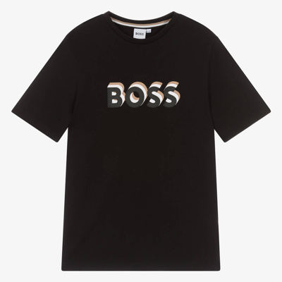 Shop Hugo Boss Boss Teen Boys Black Cotton T-shirt
