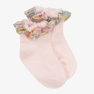 Shop Tartine Et Chocolat Girls Pink Cotton Ruffle Socks