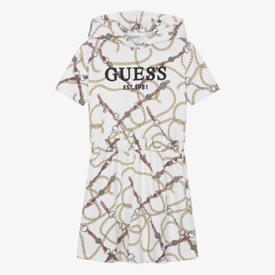 Shop Guess Teen Girls White Cotton Jersey Dress