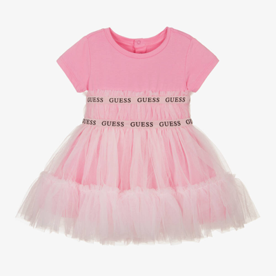 Shop Guess Baby Girls Pink Cotton & Tulle Dress