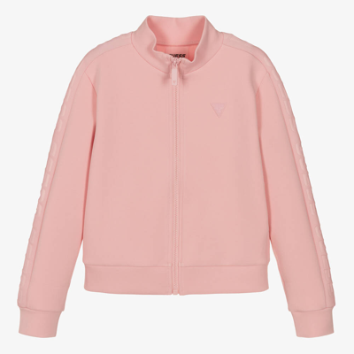 Shop Guess Teen Girls Pink Cotton Zip-up Top