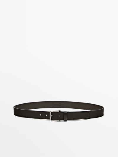 Massimo Dutti Nappa Leather Belt In Green