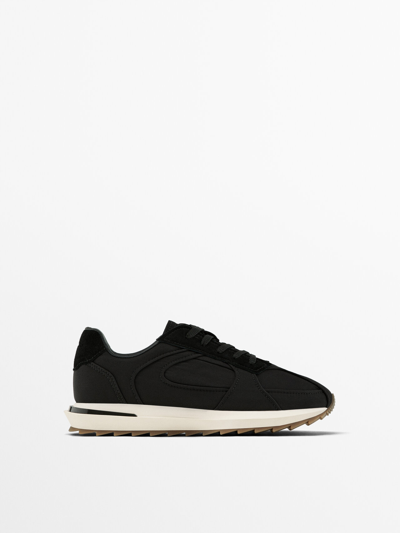 Shop Massimo Dutti Fabric Sneakers In Black
