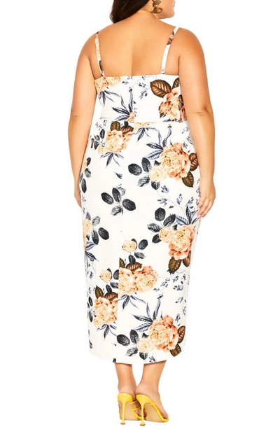 City Chic Sunset Floral Sleeveless Dress In Sunset Floral