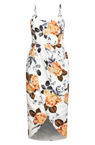 City Chic Sunset Floral Sleeveless Dress In Sunset Floral