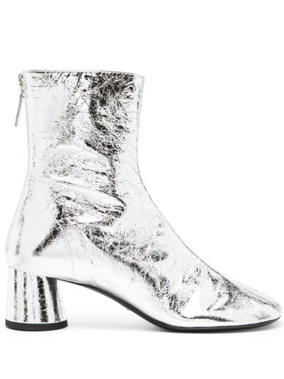 Shop Proenza Schouler Glove 55mm Leather Ankle Boots - Women's - Calf Leather/lamb Skin In Silver