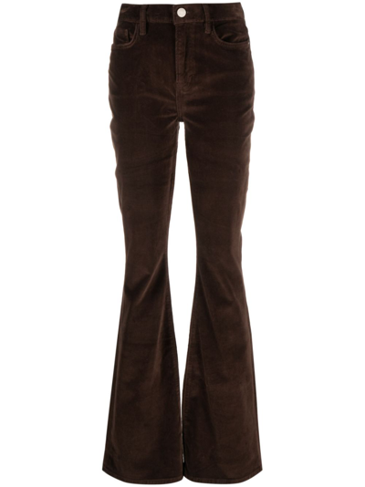 Shop Frame Brown Le High Velveteen Flared Trousers