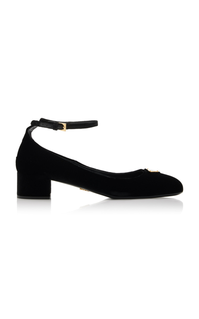 Shop Prada Velvet Pumps In Black