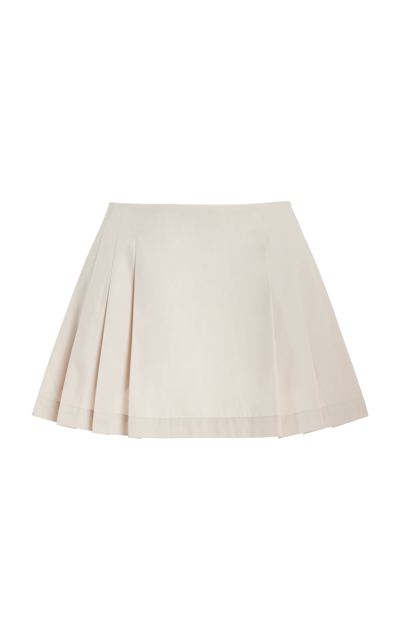 Shop Norba Pleated Organic Cotton Mini Skirt In Ivory
