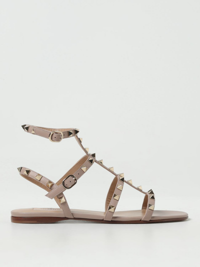 Shop Valentino Rockstud Sandals In Nappa With All-over Studs In Blush Pink