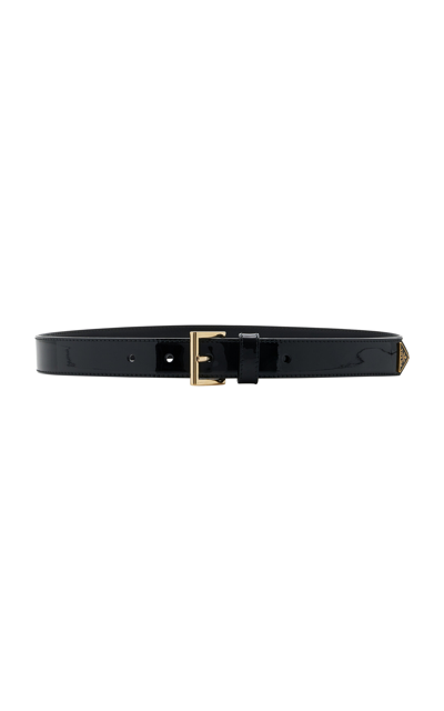 Shop Prada Patent Leather Belt In Black