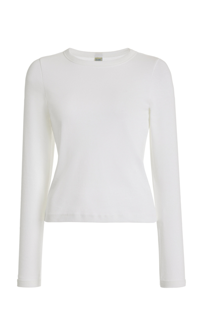 Shop Flore Flore Max Long Sleeve Organic Cotton Top In White
